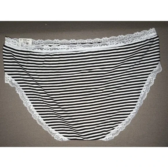 Jenni Intimates XXXL Hipster Panties Pale Blue Ink Stripe Lace Trim Lot of 3 NWT - Picture 4 of 8